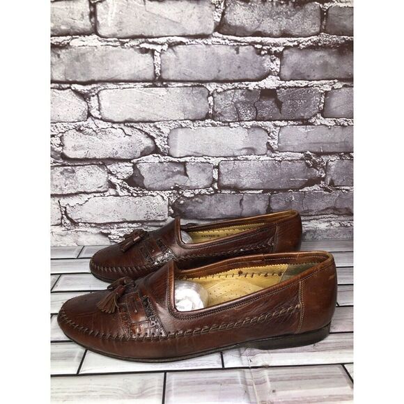 Santoni Relaxed Brown Leather Tassels Loafers Dress Shoes Men Sz 10D US/44EU main image 13